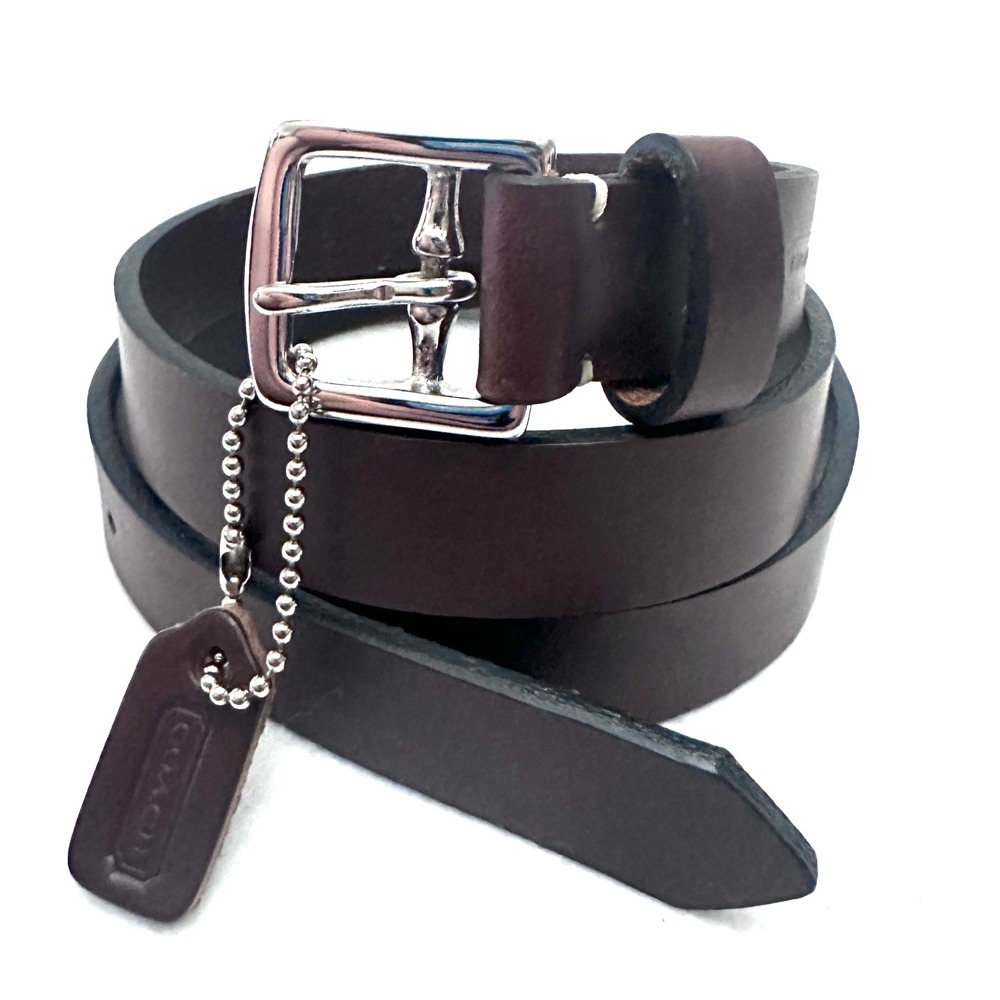 Coach XL 38 Mahogany Brown Leather Legacy Buckle Belt FS8566 SV/MA XL